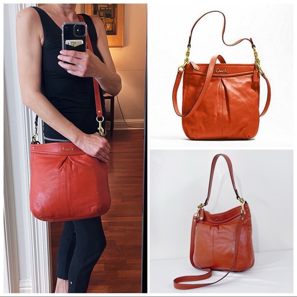 Coach Handbags - Coach Tangerine Orange Leather Hippie Convertible Crossbody to Shoulder Bag